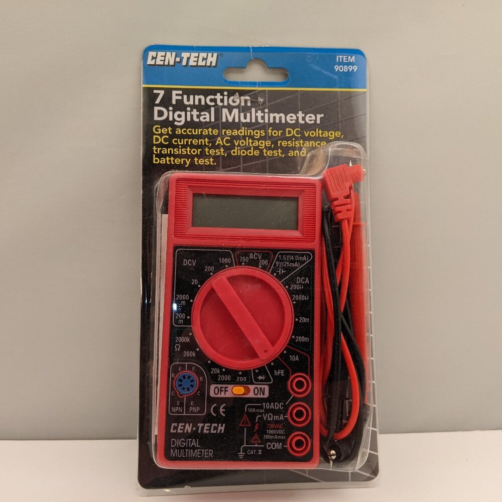 CENTECH 7 Function Digital Multimeter w/ Test Leads | Red | Item 90899 | NEW